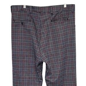 Vintage Plaid Trousers 35x30 Multicolor 70s Retro‎ Knit Straight Leg Slacks